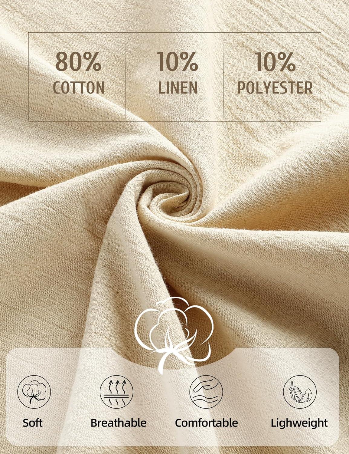 image:imageArssm Linen Shirts for Men Henley Shirts 34 Sleeve Cotton T Shirts Summer Beach TopsBeige