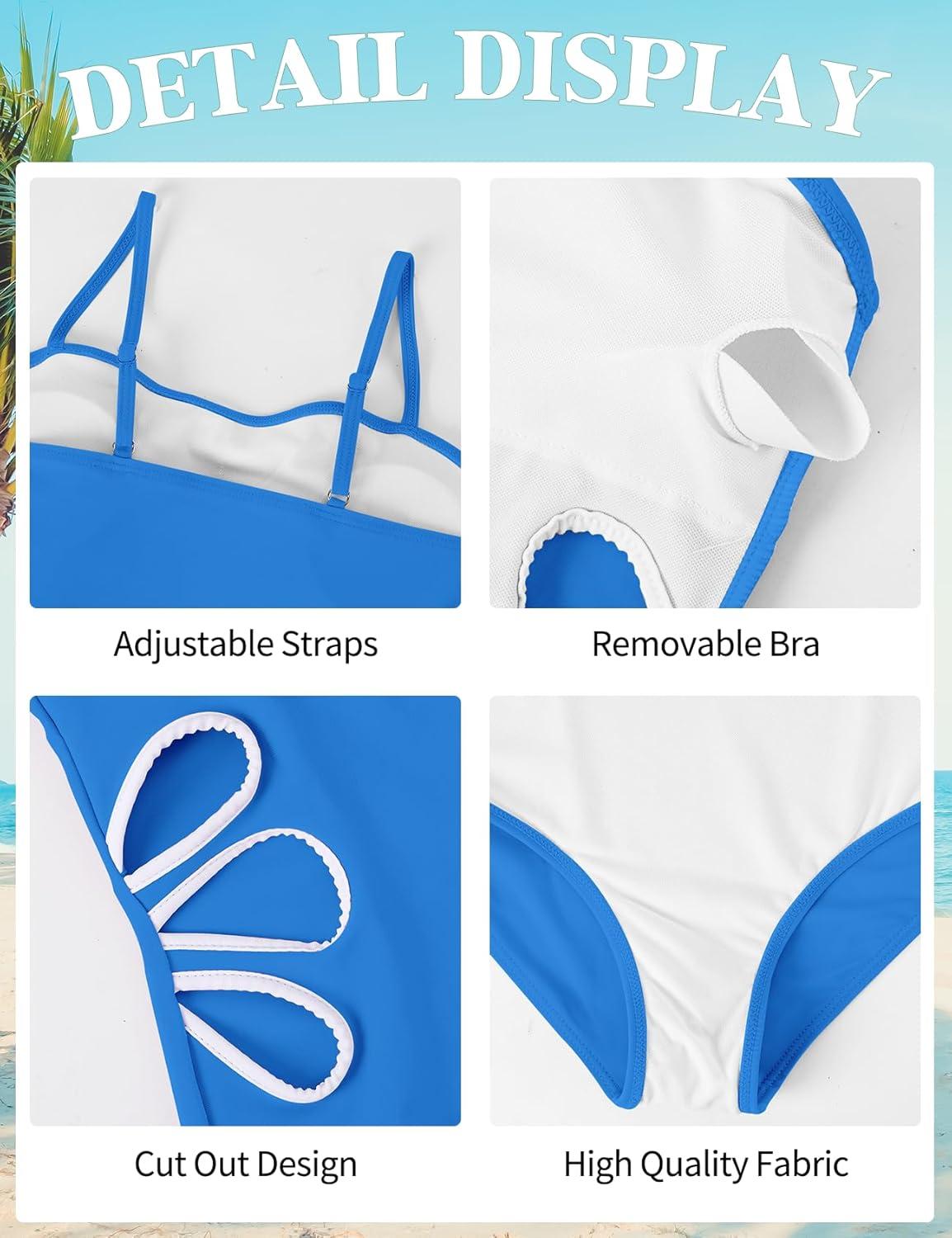 image:imageArssm Girls One Piece Swimsuits Teen Girl Swimsuit Cut Out Bathing Suit with Cover Up Skirt Swimwear 716YRoyalblue