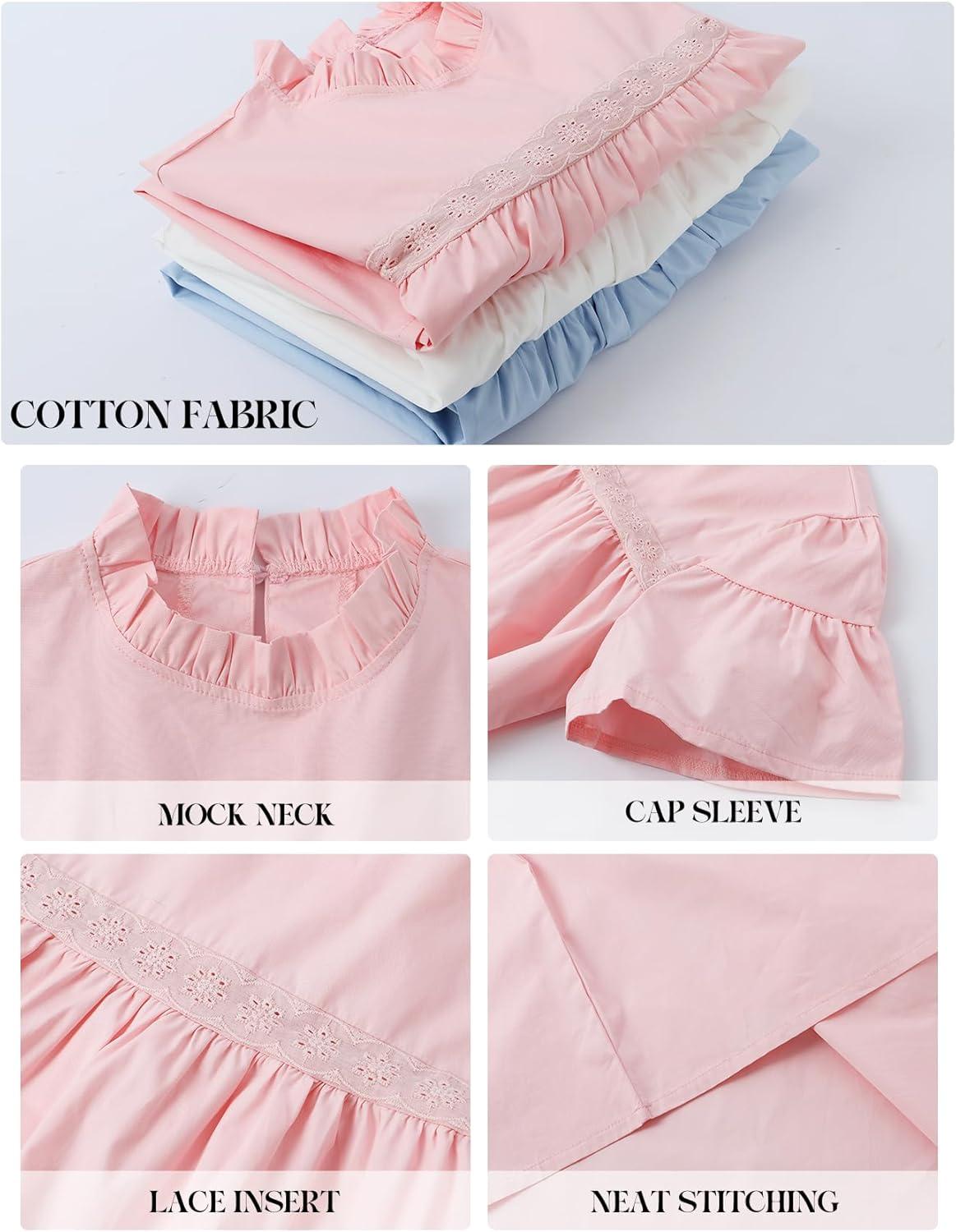 image:imageArssm Peplum Tops for Women Short Sleeve Babydoll Shirt Mock Neck Blouse Pleated Tunic ShirtsPink