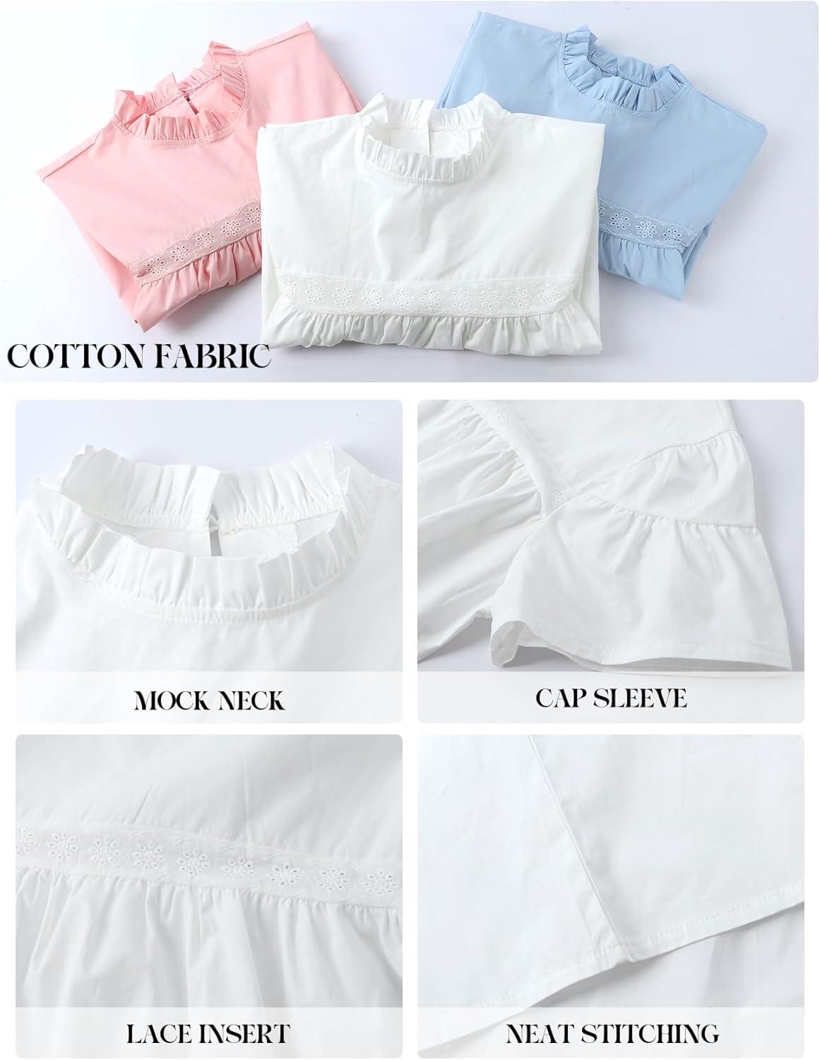 image:imageArssm Peplum Tops for Women Short Sleeve Babydoll Shirt Mock Neck Blouse Pleated Tunic ShirtsWhite