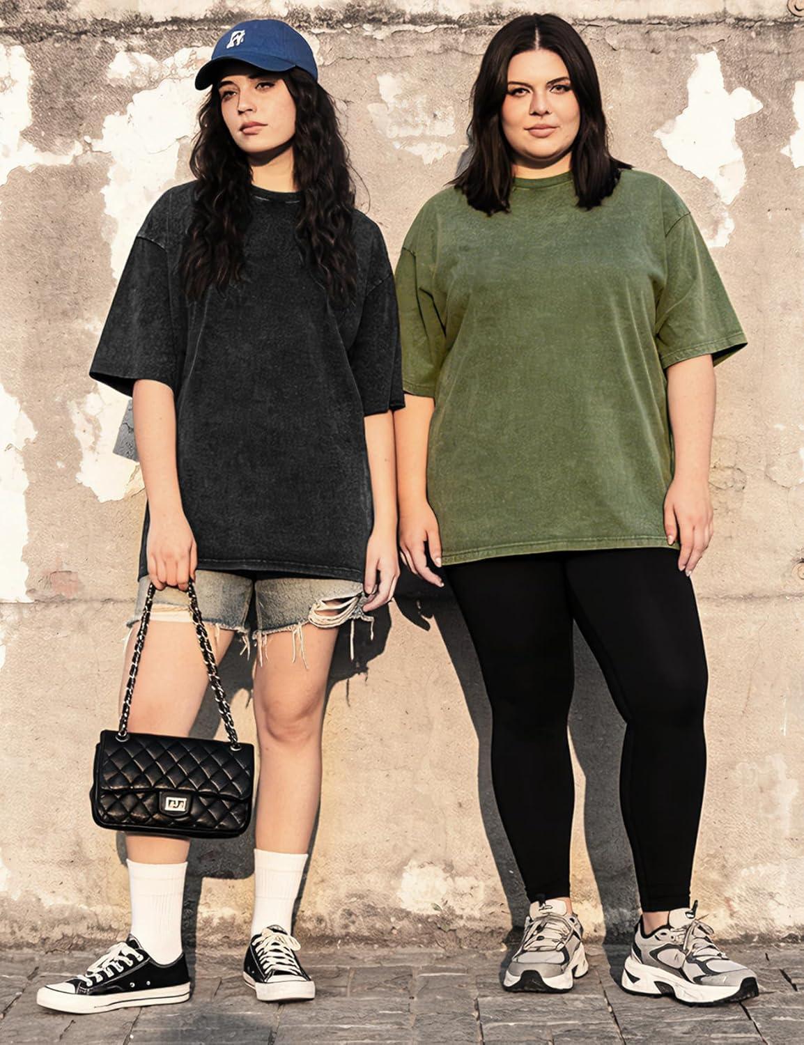 image:imageArssm Women Oversized T Shirts Acid Washed Cotton Tees Vintage Baggy Loose Fit Streetwear Workout TopsBlackarmykhakibeige