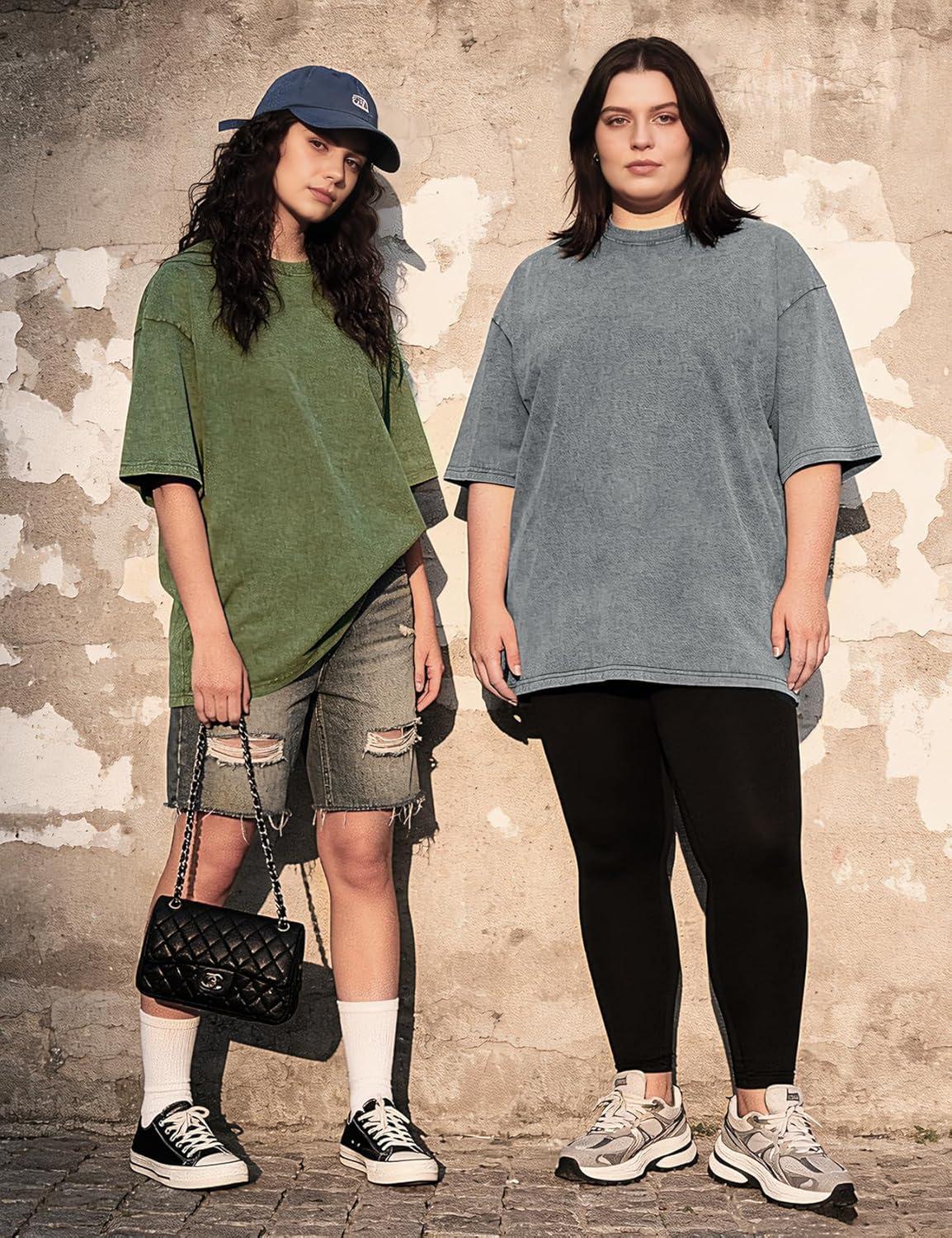 image:imageArssm Women Oversized T Shirts Acid Washed Cotton Tees Vintage Baggy Loose Fit Streetwear Workout TopsBlackgreyarmybeige