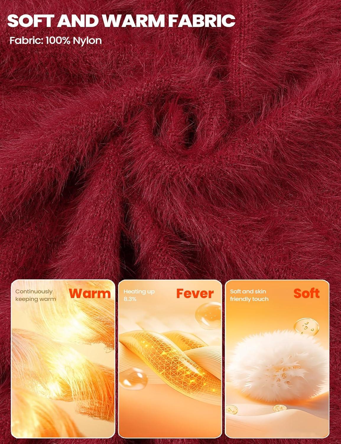 image:imageArssm Womens Fuzzy Cardigan Sweater V Neck Cardigans Button Down Fluffy Knit Top Fashion 2026 KnitwearRed