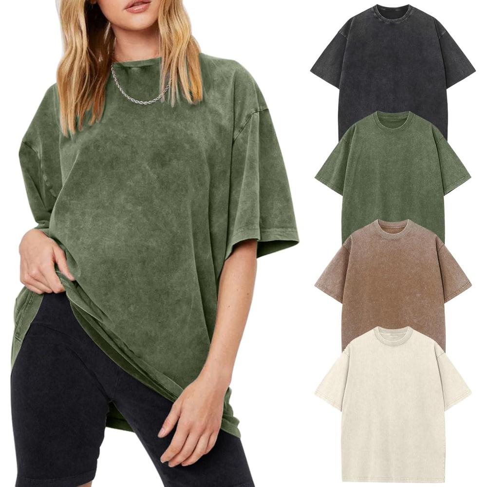 image:imageArssm Women Oversized T Shirts Acid Washed Cotton Tees Vintage Baggy Loose Fit Streetwear Workout TopsBlackarmykhakibeige