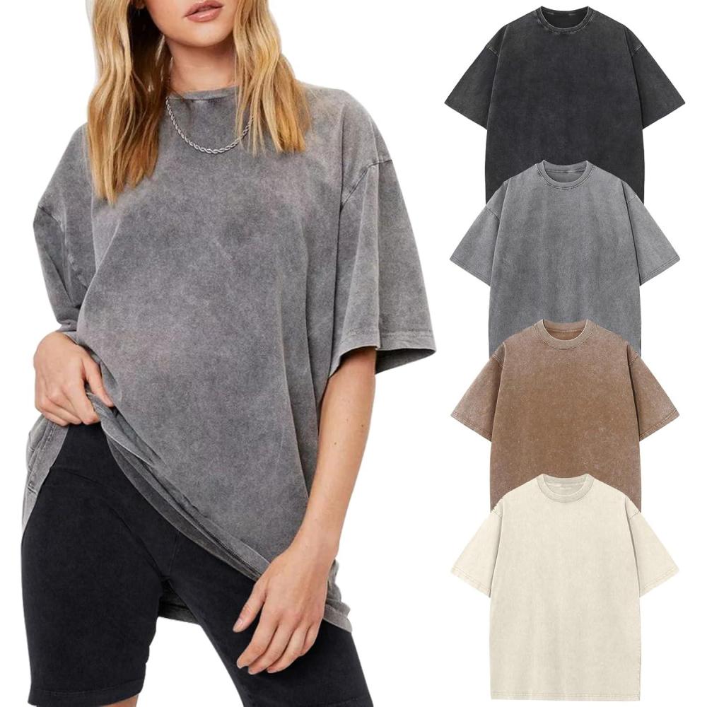 image:imageArssm Women Oversized T Shirts Acid Washed Cotton Tees Vintage Baggy Loose Fit Streetwear Workout TopsBlackgreykhakibeige