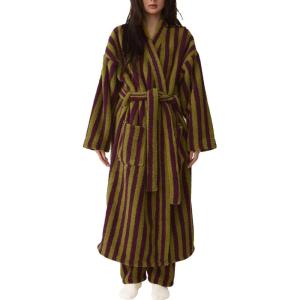 Arssm Womens Striped Fluffy Robe Long Plush Bathrobes Fuzzy Warm Cozy Thick Loungewear Maxi Robe(Purple)