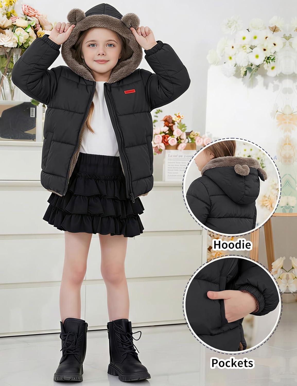 image:imageArssm Baby Boys Girls Winter Fleece Coat Toddler Kids Warm Cute Bear Ear Hooded JacketBlack