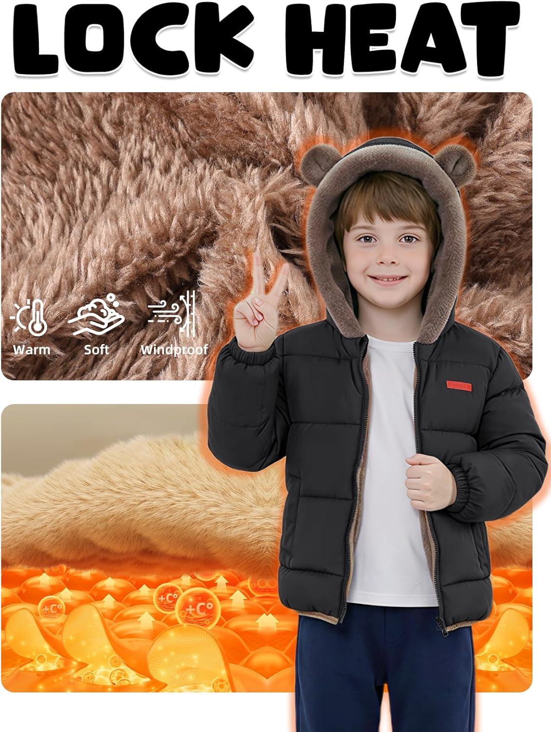 image:imageArssm Baby Boys Girls Winter Fleece Coat Toddler Kids Warm Cute Bear Ear Hooded JacketBlack