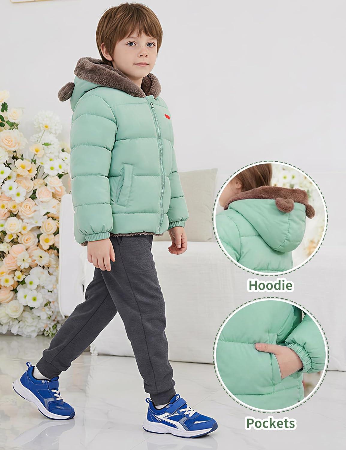 image:imageArssm Baby Boys Girls Winter Fleece Coat Toddler Kids Warm Cute Bear Ear Hooded JacketGreen