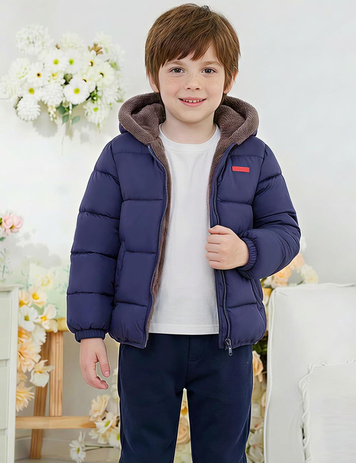 image:imageArssm Baby Boys Girls Winter Fleece Coat Toddler Kids Warm Cute Bear Ear Hooded JacketNavy