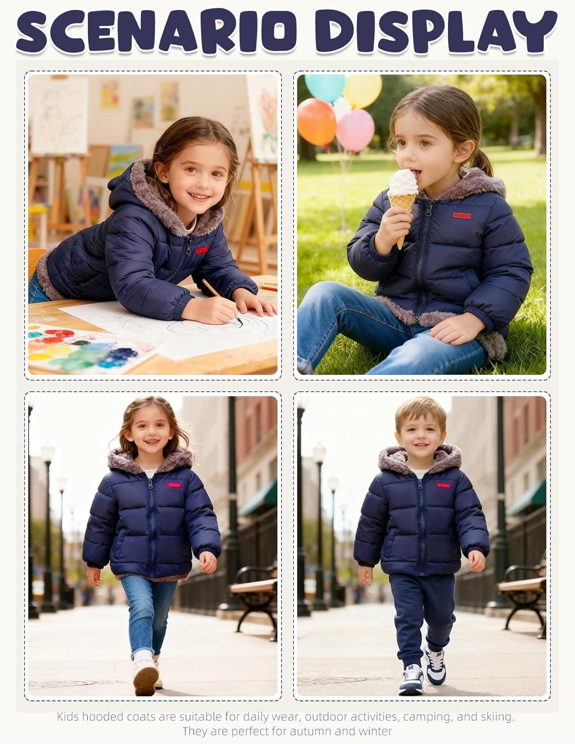 image:imageArssm Baby Boys Girls Winter Fleece Coat Toddler Kids Warm Cute Bear Ear Hooded JacketNavy