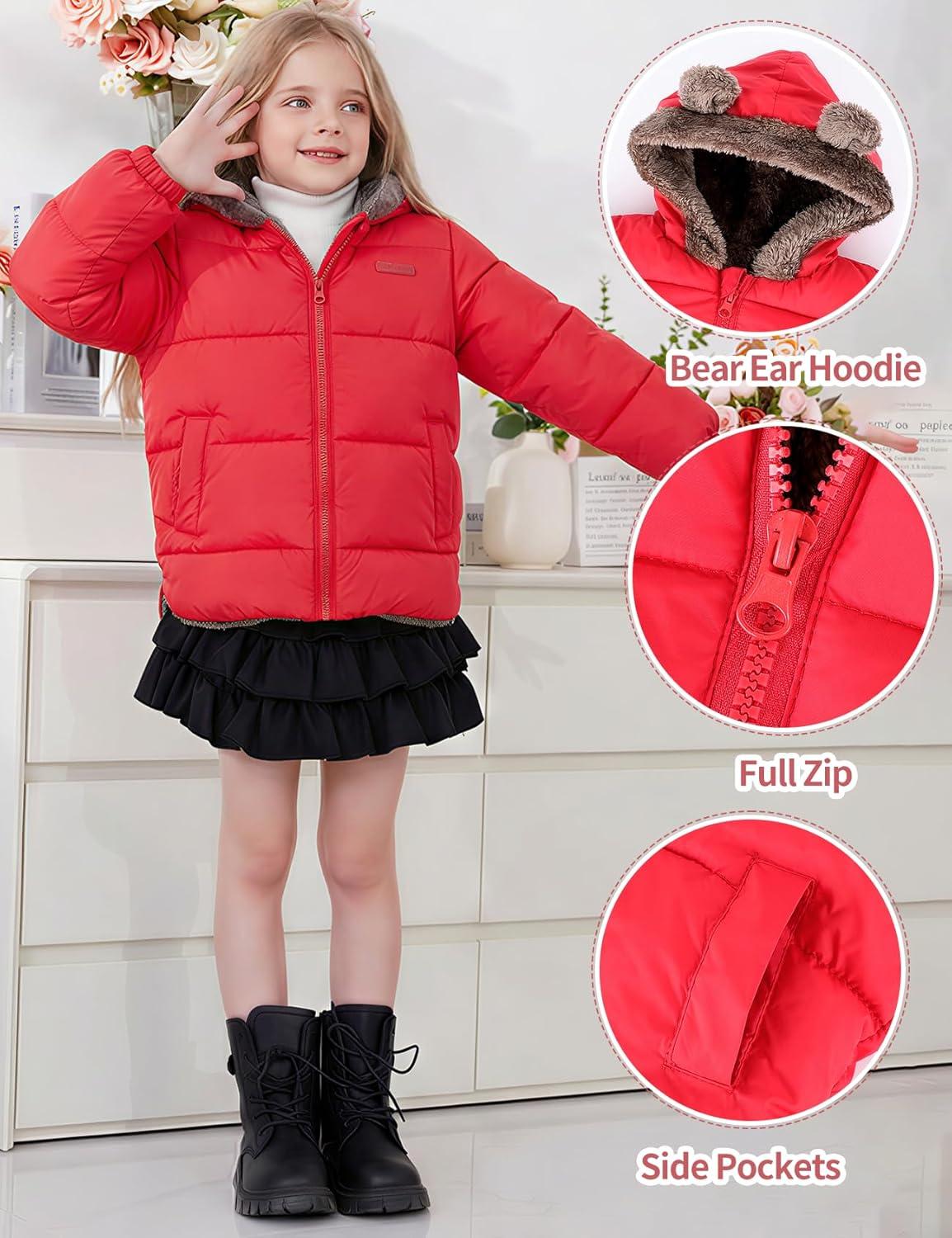image:imageArssm Baby Boys Girls Winter Fleece Coat Toddler Kids Warm Cute Bear Ear Hooded JacketRed
