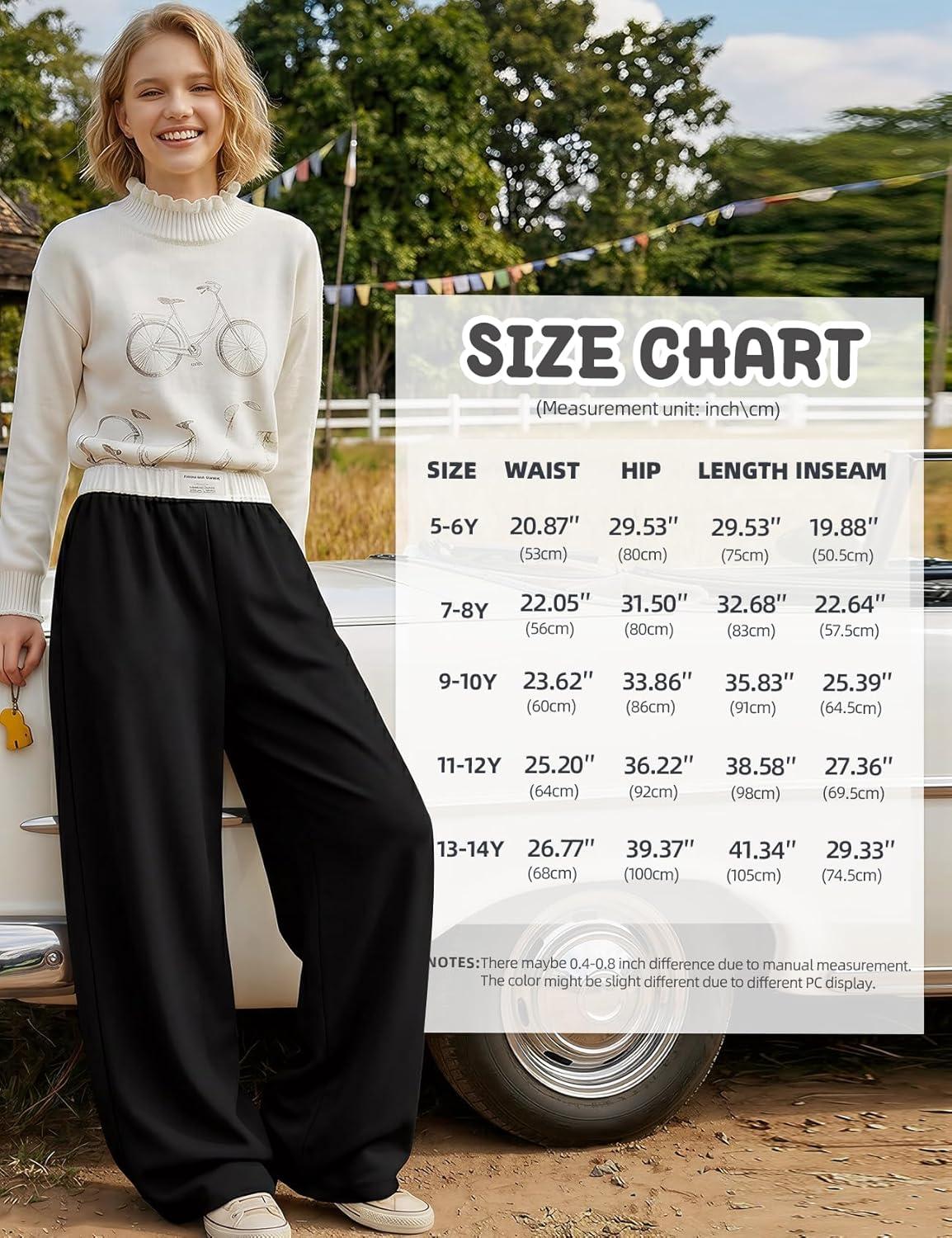 image:imageArssm Girls Wide Leg Sweatpants Baggy Pants Letter Patched Elastic Waist Long Trousers JoggersBlack
