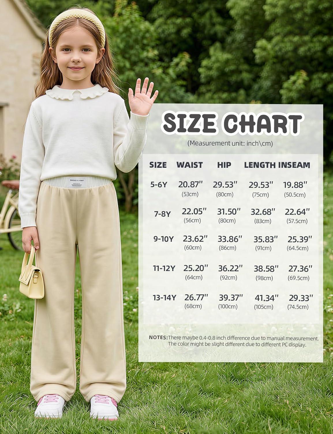 image:imageArssm Girls Wide Leg Sweatpants Baggy Pants Letter Patched Elastic Waist Long Trousers JoggersKhaki