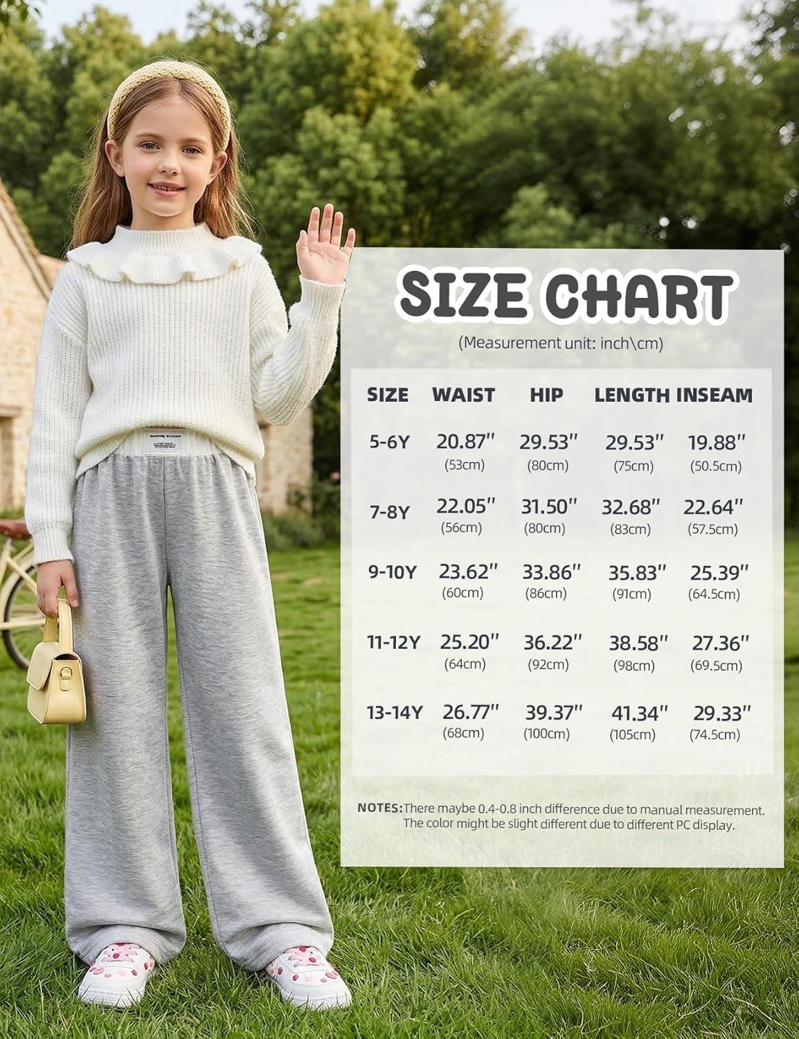 image:imageArssm Girls Wide Leg Sweatpants Baggy Pants Letter Patched Elastic Waist Long Trousers JoggersLightgrey