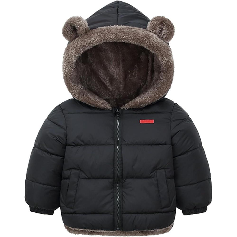 image:imageArssm Baby Boys Girls Winter Fleece Coat Toddler Kids Warm Cute Bear Ear Hooded JacketBlack