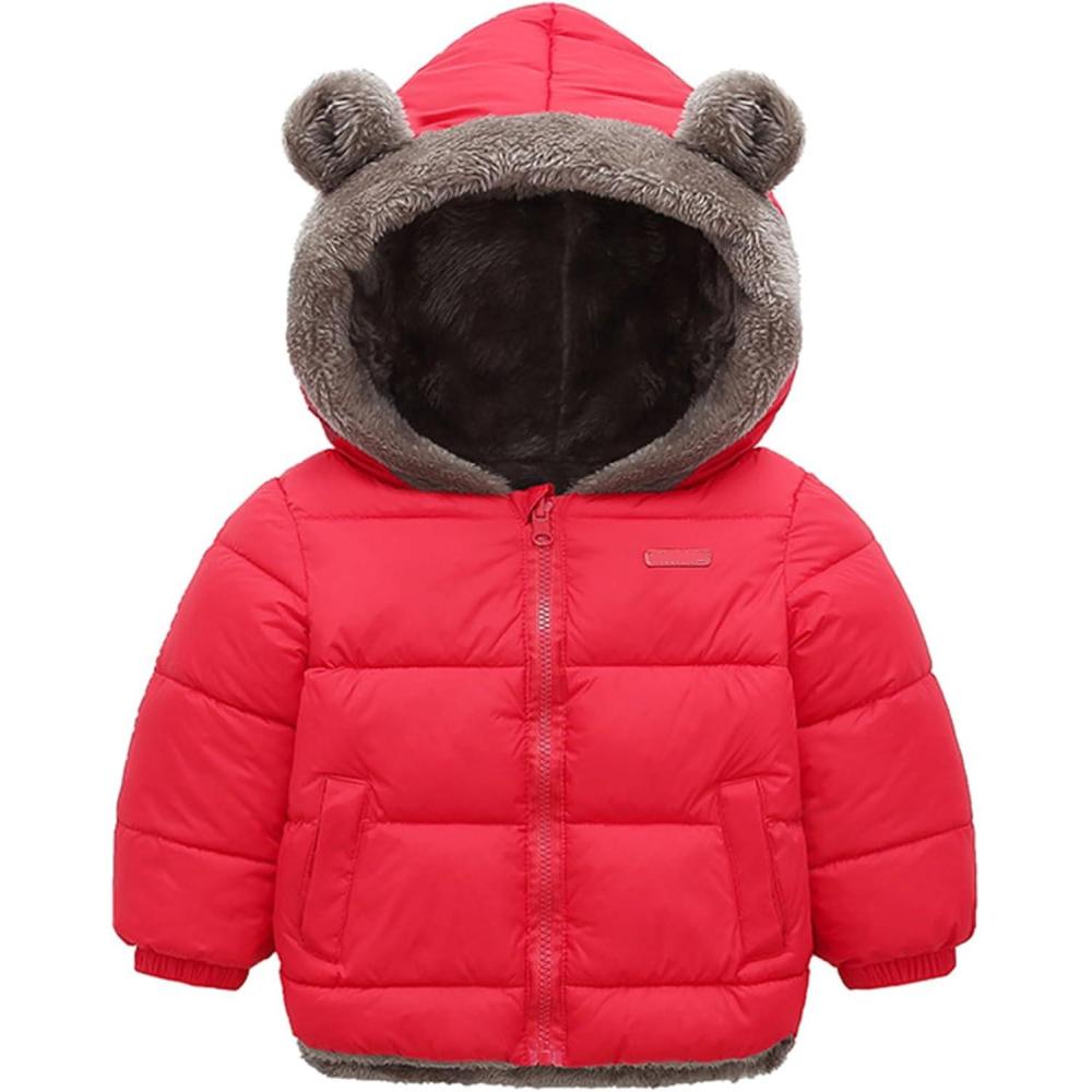 image:imageArssm Baby Boys Girls Winter Fleece Coat Toddler Kids Warm Cute Bear Ear Hooded JacketRed