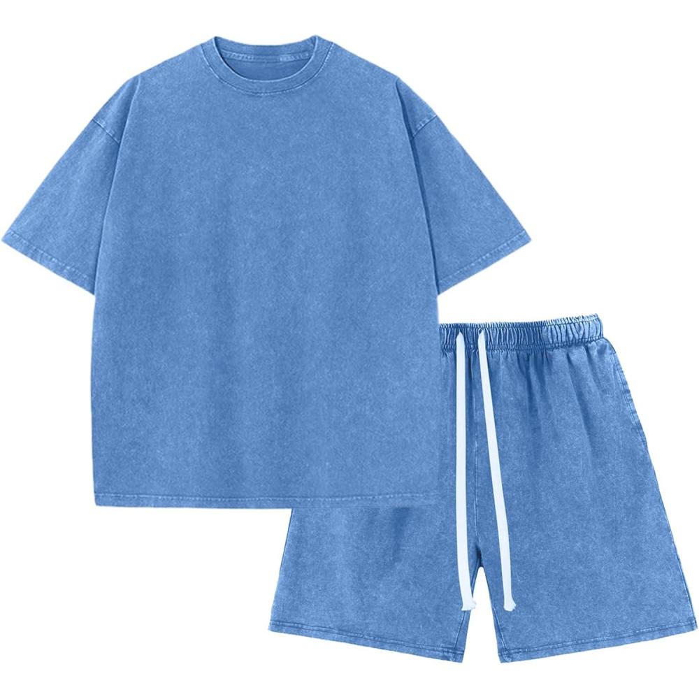 image:imageArssm Boys Short Sets 2 Piece Acid Wash Vintage Kids Athletic SetBlue