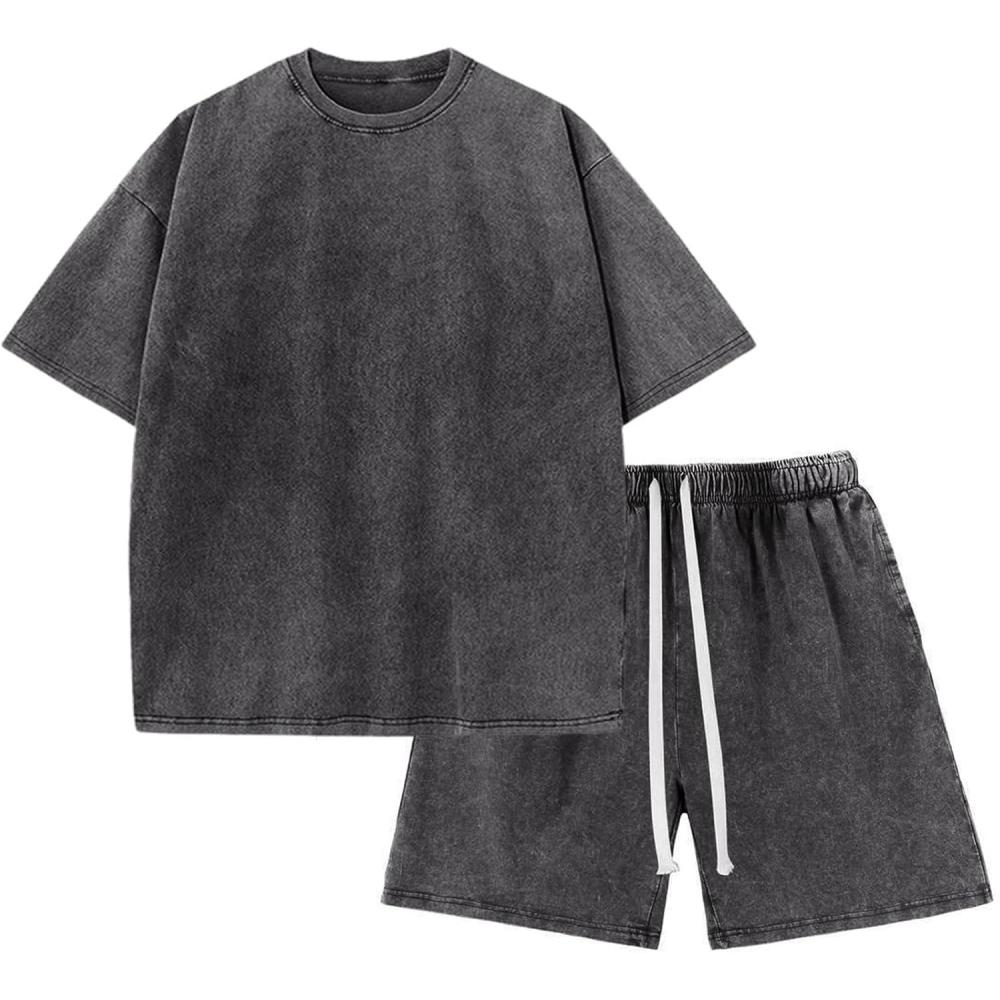 image:imageArssm Boys Short Sets 2 Piece Acid Wash Vintage Kids Athletic SetDarkgrey