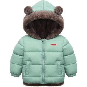Arssm Baby Boys Girls Winter Fleece Coat Toddler Kids Warm Cute Bear Ear Hooded Jacket(Green)