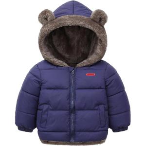 Arssm Baby Boys Girls Winter Fleece Coat Toddler Kids Warm Cute Bear Ear Hooded Jacket(Navy)