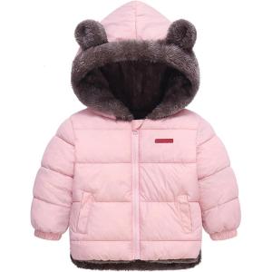 Arssm Baby Boys Girls Winter Fleece Coat Toddler Kids Warm Cute Bear Ear Hooded Jacket(Pink)