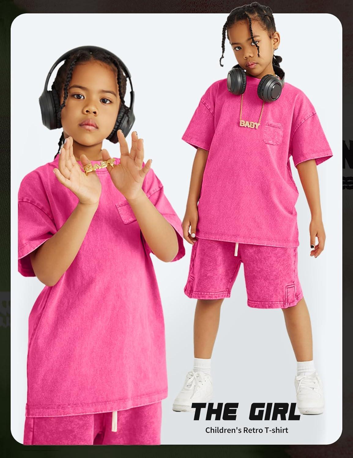 image:imageArssm 3 Pack Boys Tshirts Kids Oversized T Shirts Cotton Acid Wash Crewneck Summer Basic TeesBlackgreypink