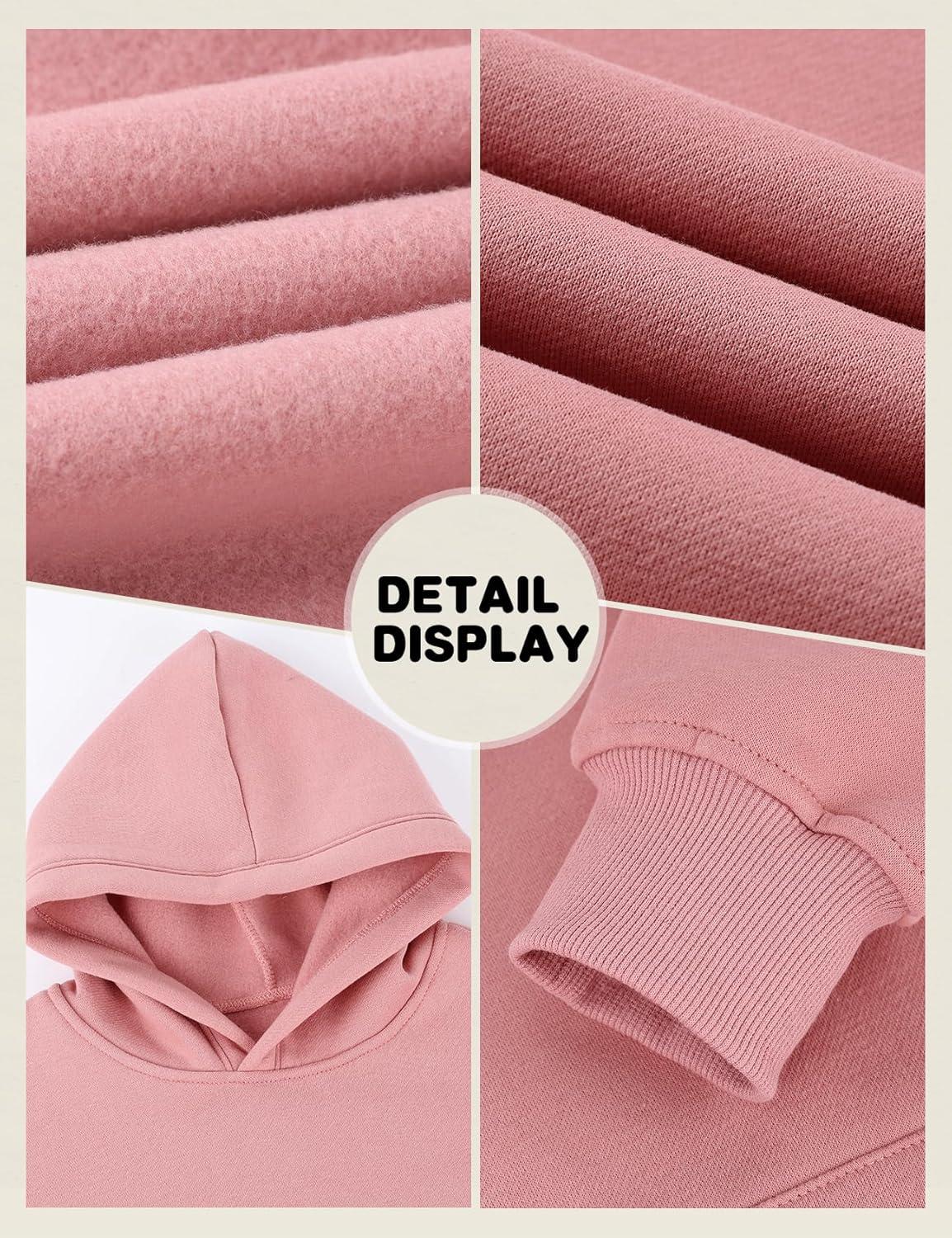image:imageArssm Girls Boys Sweatsuits Fleece 2 Piece Outfits Pants Set Hoodie and Sweatpant Set Kids Athletic Fleece TracksuitsPink