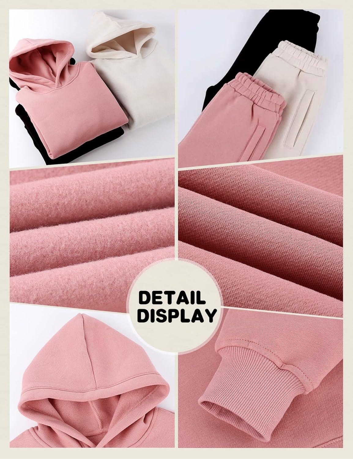 image:imageArssm Girls Boys Sweatsuits Fleece 2 Piece Outfits Pants Set Hoodie and Sweatpant Set Kids Athletic Fleece TracksuitsPink