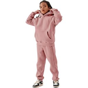 Arssm Girls Boys Sweatsuits Fleece 2 Piece Outfits Pants Set Hoodie and Sweatpant Set Kids Athletic Fleece Tracksuits(Pink)
